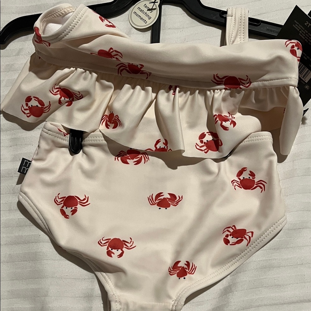 Crab Print Baby/Toddler Size 2T 2 piece Swimsuit - Picture 2 of 7